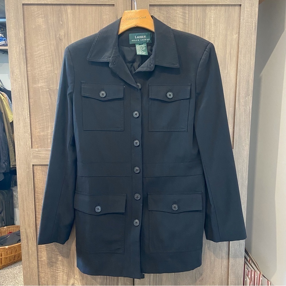 Lauren Ralph Lauren light Jacket Black Lined Wool size 4